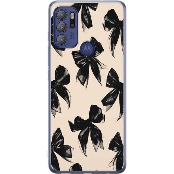 Kompatibel Mobilcover til Motorola Moto G60S Sorte rosetter på beige baggrund, elegant tidløst design med bløde kontraster og en luksuriøs følelse