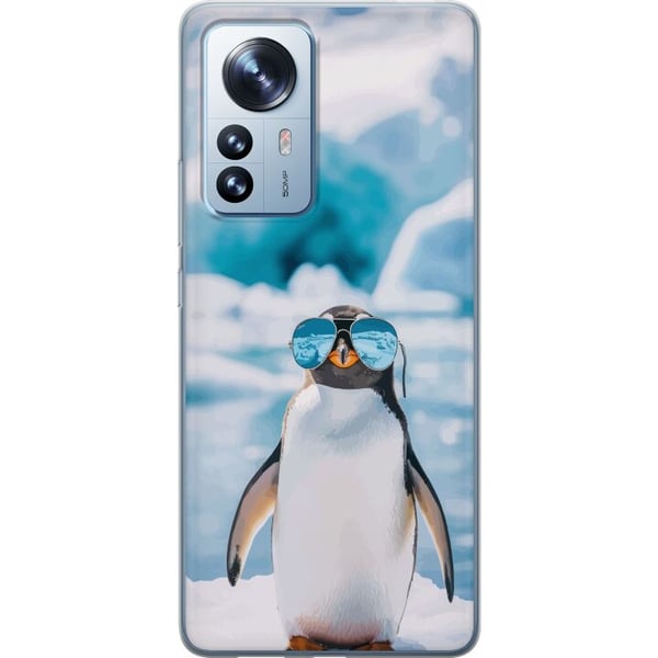 Yhteensopiva Puhelinkuori Xiaomi 12 Pro Silmälasipengviini hauska talvimuotoilu humoristinen kylmä tyyli, jossa on jäätä, merta ja trendikäs moderni