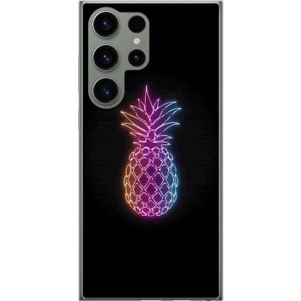 Kompatibel Mobilcover til Samsung Galaxy S23 Ultra Neonillustration af ananas i farverigt lys mod sort baggrund i legende design Kompatibel Mobilcover til Samsung Galaxy S23 Ultra Neonillustration af ananas i farverigt lys mod sort baggrund i legende design