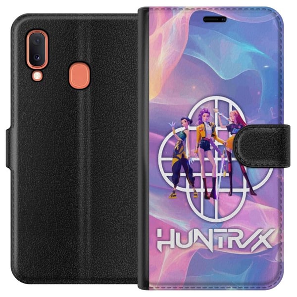 Kompatibelt Plånboksfodral till Samsung Galaxy A20e Huntrix Neon Trio Kpop Demon Hunter Färgstark futuristisk design med tre kvinnliga hjältar i past