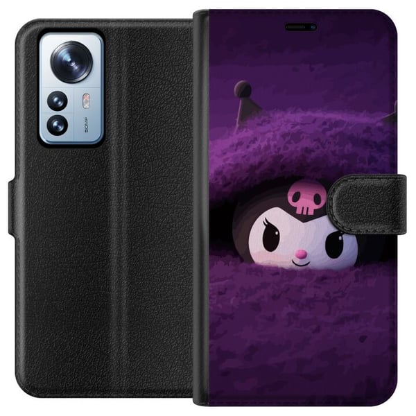 Yhteensopiva Lompakkokotelo Xiaomi 12 Pro Kuromi-inspiroitu hahmo violetissa pörröisessä fantasiaympäristössä, jossa on mystinen kawaii-tunnelma