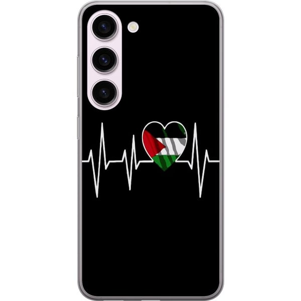 Kompatibelt Mobildeksel til Samsung Galaxy S23 Palestina-hjerte med EKG-linje flaggfarger svart rød hvit grønn sterk symbol for kjærlighet og frihet