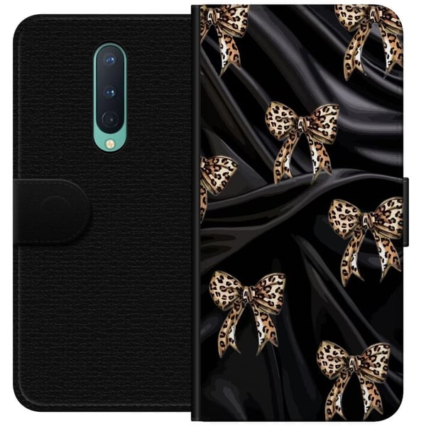 Kompatibelt Plånboksfodral till OnePlus 8 Leopardrosetter på svart siden lyxigt mönster med exklusiv modekänsla perfekt för dig som gillar elegant de