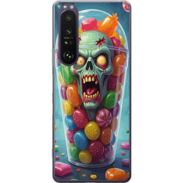 Kompatibelt Mobildeksel til Sony Xperia 1 III Zombie plakat godterikopp skrekk kunst godteri hodeskalle skummel fargerik halloween uhyggelig design