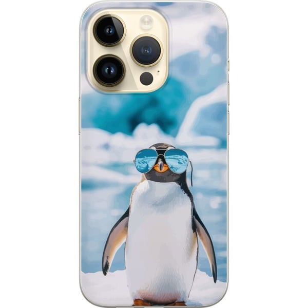 Kompatibelt Mobilskal till Apple iPhone 14 Pro Pingvin med glasögon rolig vinterdesign humoristisk kall stil med is hav och trendig modern känsla av