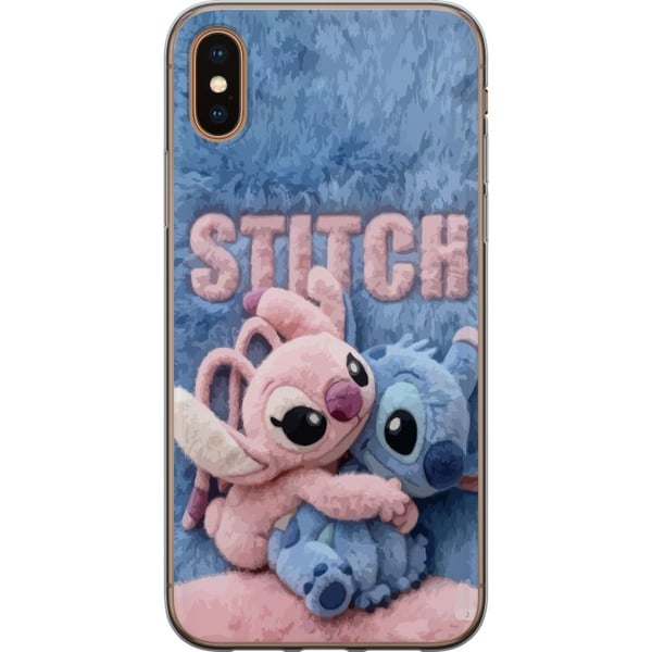 Kompatibel Mobilcover til Apple iPhone XS Fluffy Stitch og Angel omfavner på en blød pelsagtig overflade med pastelfarver, der skaber en varm hyggeli