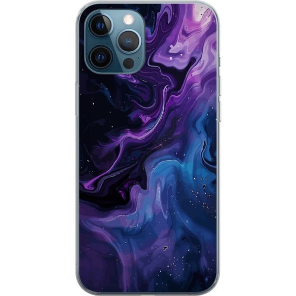 Kompatibel Mobilcover til Apple iPhone 12 Pro Abstrakt flydende marmormønster i lilla og blå nuancer med en kosmisk stemning, bløde former og dyb vis