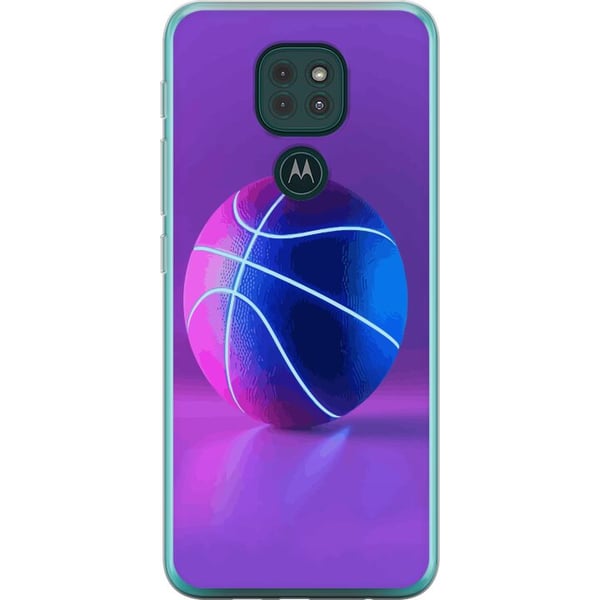 Kompatibelt Mobilskal till Motorola Moto G9 Play Basket ball poster neon basketboll sport glowing purple blue retro court athlete sports design art