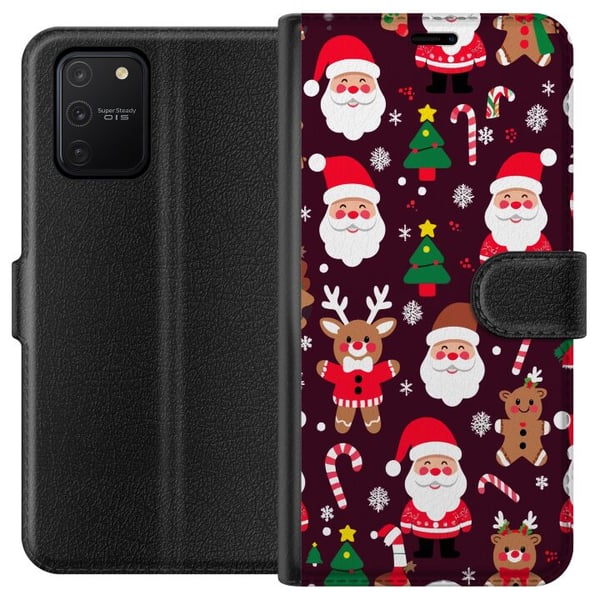 Kompatibelt Lommeboketui til Samsung Galaxy S10 Lite Merry Squad julemønster med nisser, reinsdyr og pepperkaker, søt vinterdesign i tegneseriestil Kompatibelt Lommeboketui til Samsung Galaxy S10 Lite Merry Squad julemønster med nisser, reinsdyr og pepperkaker, søt vinterdesign i tegneseriestil