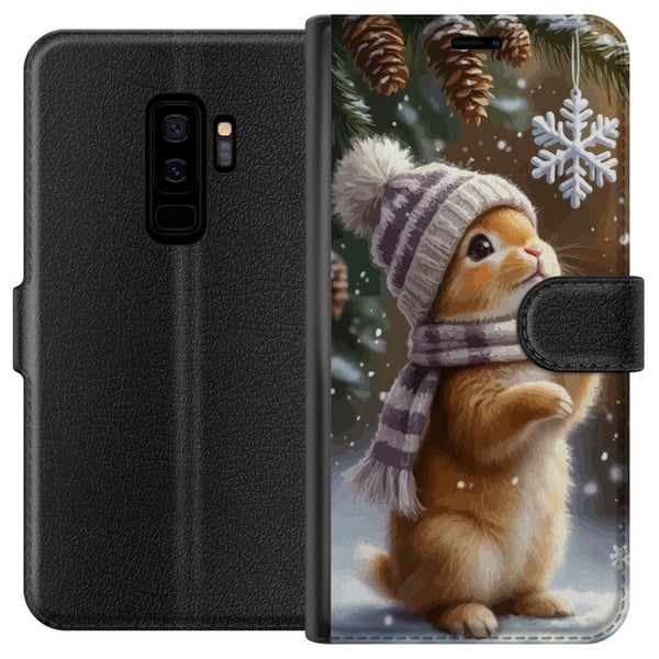 Yhteensopiva Lompakkokotelo Samsung Galaxy S9+ Talvikani pipo ja huivi päässään ihailee lumihiutaletta hurmaava talviaihe täynnä joulutunnelmaa Yhteensopiva Lompakkokotelo Samsung Galaxy S9+ Talvikani pipo ja huivi päässään ihailee lumihiutaletta hurmaava talviaihe täynnä joulutunnelmaa