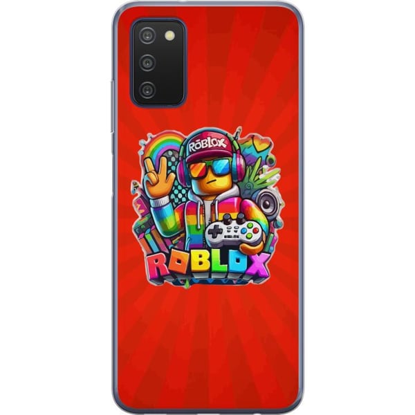 Kompatibel Mobilcover til Samsung Galaxy A03s Roblox-figur med spilcontroller og regnbuefarver, livligt gamingdesign til spilentusiaster