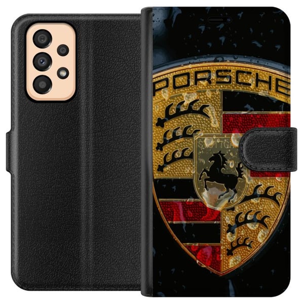 Yhteensopiva Lompakkokotelo Samsung Galaxy A33 5G Porschen vaakuna juliste luksusauto tunnus urheiluauto logo Stuttgart klassinen retrodesign automer