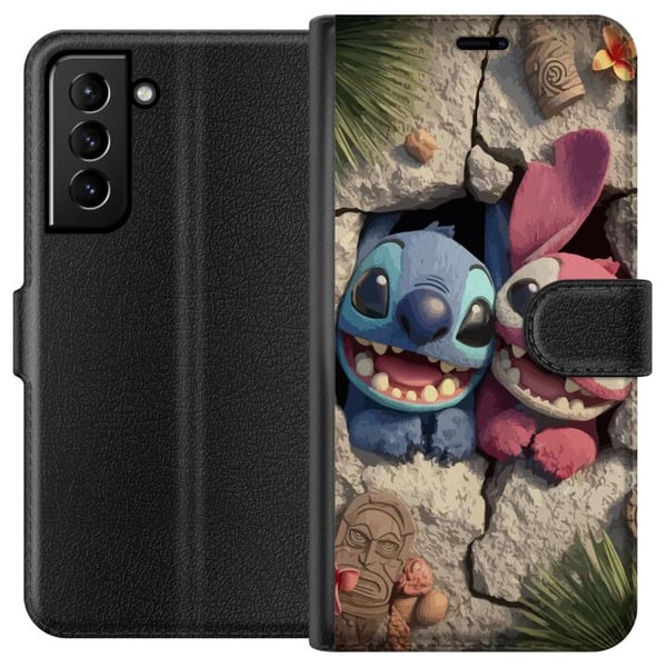 Kompatibelt Lommeboketui til Samsung Galaxy S21+ 5G Stitch Angel Lilo & Stitch Motiv Disney Kärlek Seriefigur Kompatibelt Lommeboketui til Samsung Galaxy S21+ 5G Stitch Angel Lilo & Stitch Motiv Disney Kärlek Seriefigur