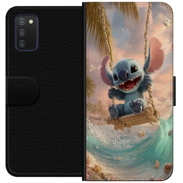 Kompatibel Tegnebogsetui til Samsung Galaxy A03s Disney Stitch samlerfigur blå alien