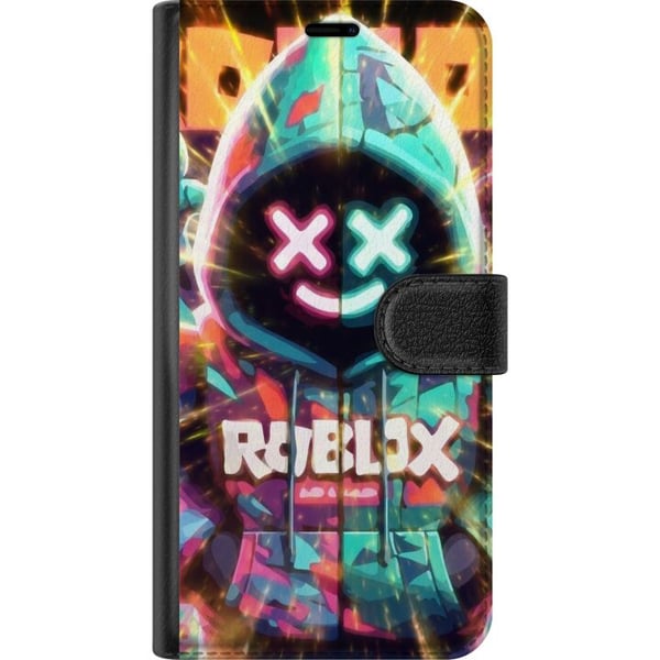 Kompatibel Tegnebogsetui til Samsung Galaxy S21+ 5G Neonfarvet Roblox-inspireret hoodiefigur med lysende effekter og energifyldt baggrund, kraftfuld