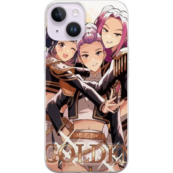 Yhteensopiva Puhelinkuori Apple iPhone 14 Plus K-Pop Demon Huntersin kultainen ja musta anime-trio – voimakas K-pop-henkinen e-urheiludesign yksityis