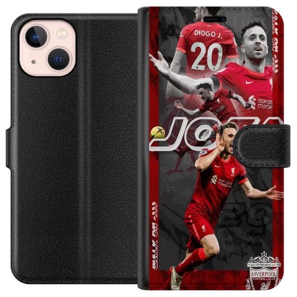Kompatibelt Plånboksfodral till Apple iPhone 13 Liverpool FC Diogo Jota fotboll poster Portugal anfallare nr 20 Premier League forward Reds fan art