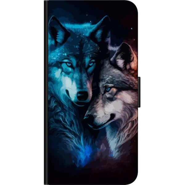 Kompatibel Tegnebogsetui til Motorola Moto G9 Play Ulve om natten