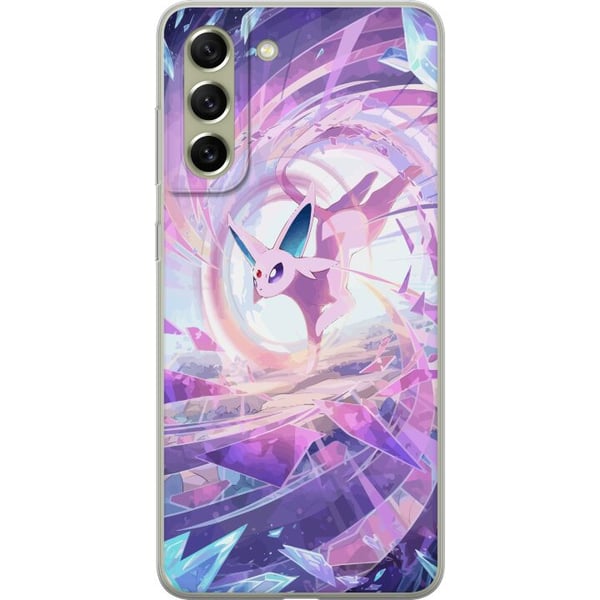 Kompatibel Mobilcover til Samsung Galaxy S21 FE 5G Espeon Pokémon-illustration – Magisk lilla motiv med krystaller og stjerner