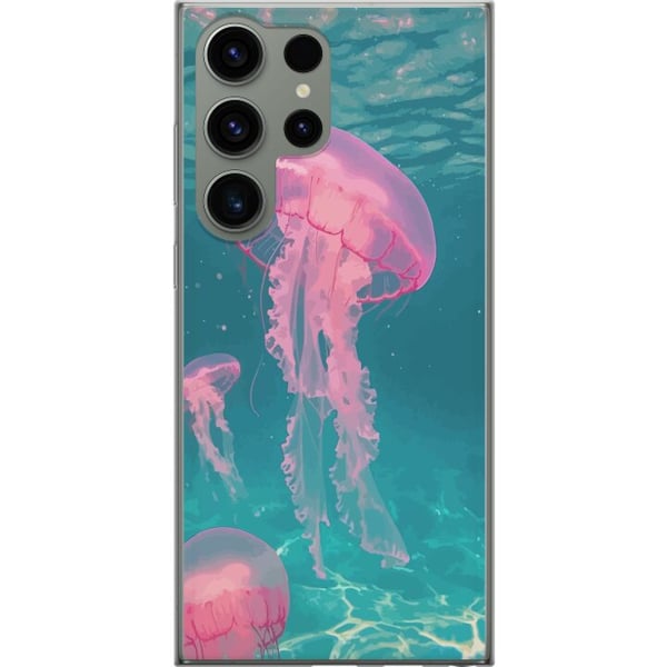 Kompatibel Mobilcover til Samsung Galaxy S23 Ultra Lyserøde vandmænd i klart blåt hav, magisk undervandsdesign med rolig, drømmende stemning og paste