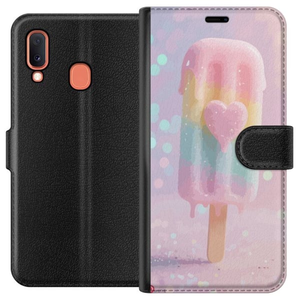 Kompatibelt Lommeboketui til Samsung Galaxy A20e Pastellis med hjerte, søt design med smeltende farger og glitter for sommer og godteristil Kompatibelt Lommeboketui til Samsung Galaxy A20e Pastellis med hjerte, søt design med smeltende farger og glitter for sommer og godteristil