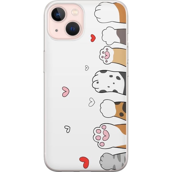 Yhteensopiva Puhelinkuori Apple iPhone 13 Suloiset kissantassut, joissa on sydämiä valkoisella taustalla, minimalistinen kawaii-aihe eläinten ystävil Yhteensopiva Puhelinkuori Apple iPhone 13 Suloiset kissantassut, joissa on sydämiä valkoisella taustalla, minimalistinen kawaii-aihe eläinten ystävil