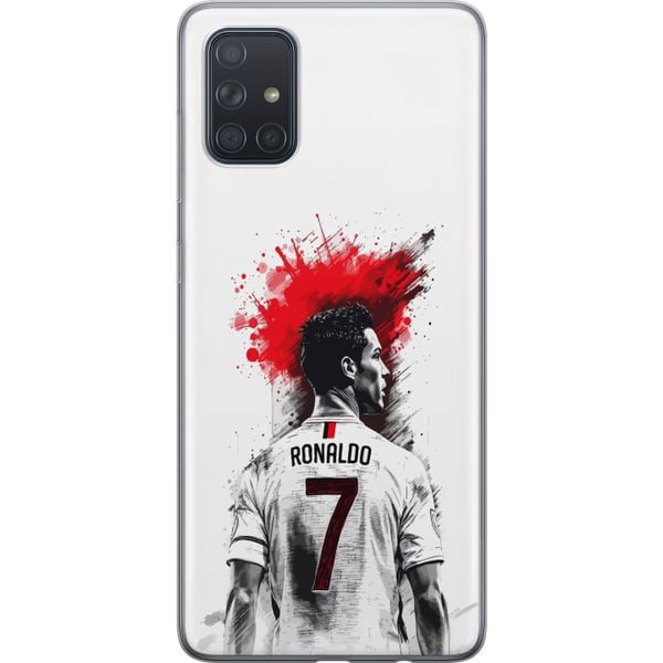 Kompatibel Mobilcover til Samsung Galaxy A71 Ronaldo Red Energy-motiv med Cristiano Ronaldo i stiliseret rød-hvidt design med en kraftfuld følelse