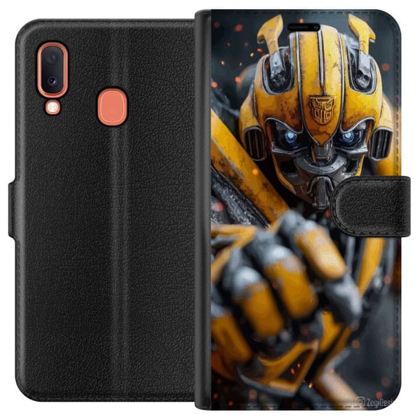 Kompatibelt Plånboksfodral till Samsung Galaxy A20e Bumblebee Transformers gul robot mecha sci fi action warrior detailed cyberpunk hero motiv poster Kompatibelt Plånboksfodral till Samsung Galaxy A20e Bumblebee Transformers gul robot mecha sci fi action warrior detailed cyberpunk hero motiv poster