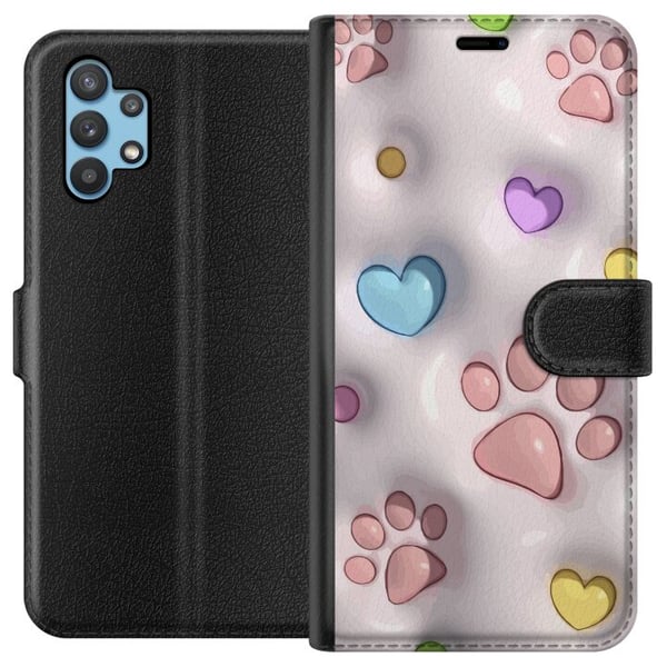 Kompatibelt Plånboksfodral till Samsung Galaxy A32 5G Fluffiga Tassar