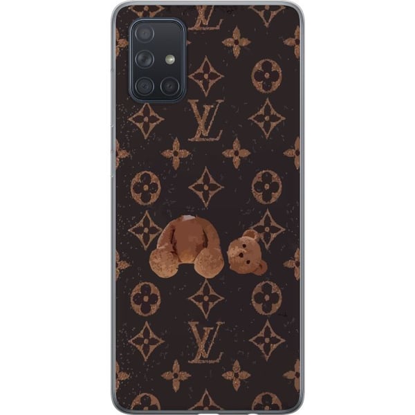 Kompatibelt Mobilskal till Samsung Galaxy A71 Lyxigt monogrammönster med trasig nalle i mörk modeinspirerad estetik