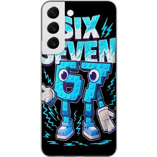 Yhteensopiva Puhelinkuori Samsung Galaxy S22 5G Leikkisä sininen Six Seven -kuvitus retrohenkisessä arcade-tyylissä, jossa on vahva typografia ja pel