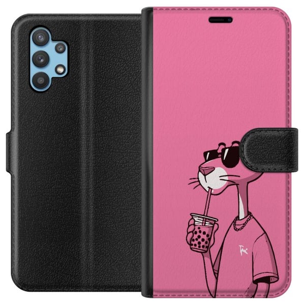 Kompatibelt Plånboksfodral till Samsung Galaxy A32 5G Pink Panter Drink Kompatibelt Plånboksfodral till Samsung Galaxy A32 5G Pink Panter Drink