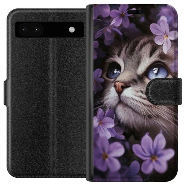 Yhteensopiva Lompakkokotelo Google Pixel 6a Kissa ja kukat