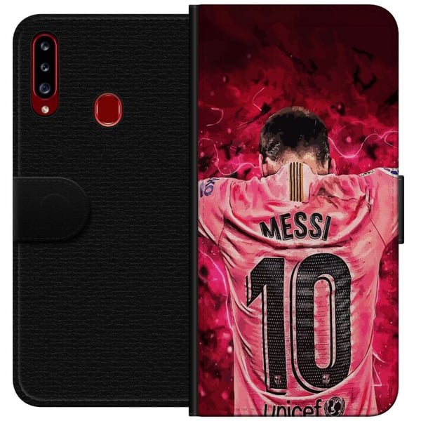 Kompatibel Tegnebogsetui til Samsung Galaxy A20s Messi
