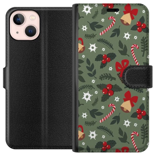 Kompatibelt Lommeboketui til Apple iPhone 13 mini God Jul mønster Kompatibelt Lommeboketui til Apple iPhone 13 mini God Jul mønster