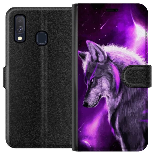 Kompatibel Tegnebogsetui til Samsung Galaxy A40 Lilla Varg