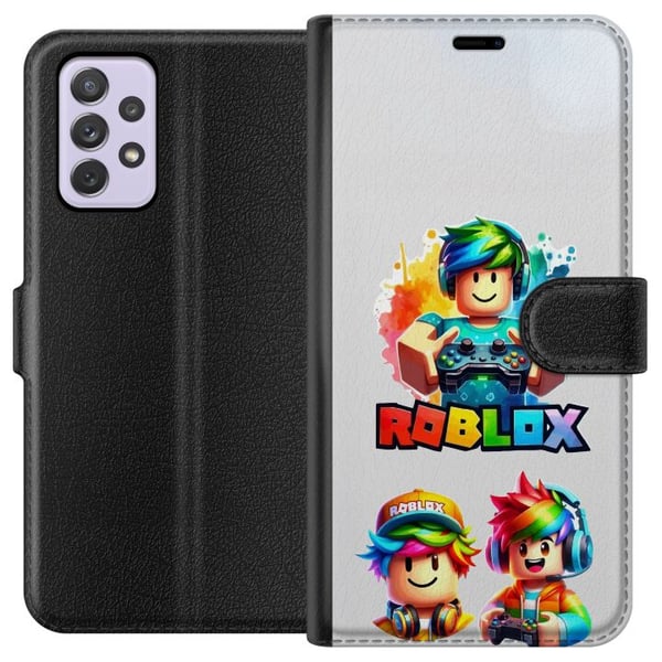 Kompatibelt Plånboksfodral till Samsung Galaxy A52s 5G Roblox Rainbow Gamer Design färgstark spelvärld med karaktärer i regnbågsfärger fylld av glädj
