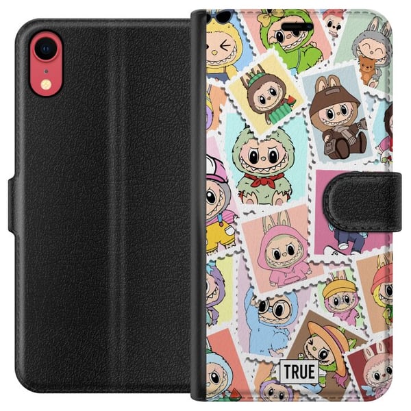 Kompatibel Tegnebogsetui til Apple iPhone XR Cute Stamp Squad – sødt samlermotiv med farverige figurer i dyrekostumer og et legende design