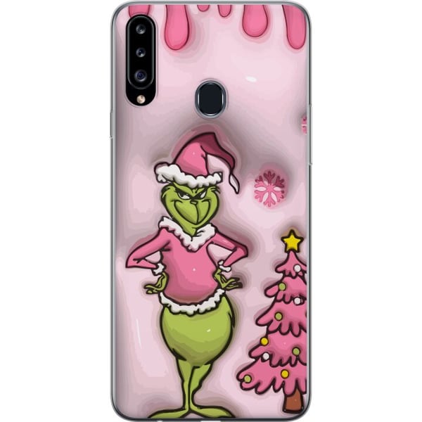 Kompatibelt Mobilskal till Samsung Galaxy A20s Grön julfigur i rosa tomtedräkt rolig färgglad twist på klassisk juldyrkare för humoristisk look