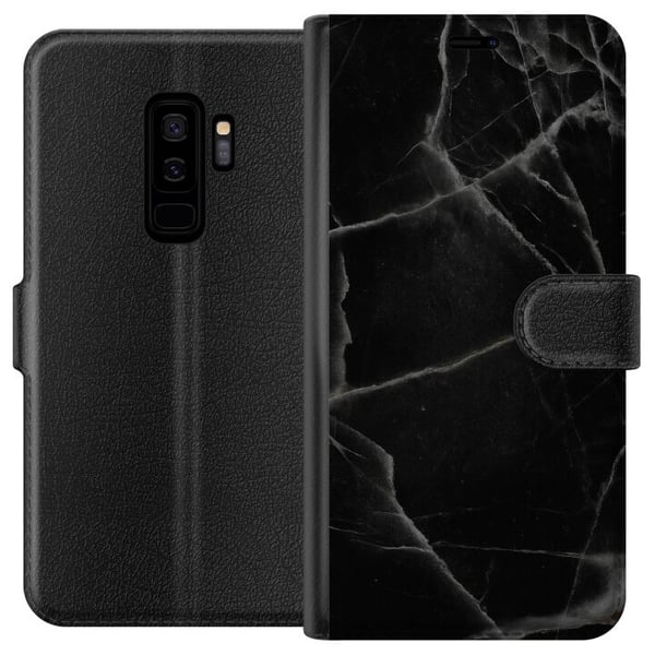 Kompatibelt Lommeboketui til Samsung Galaxy S9+ Svart marmor Kompatibelt Lommeboketui til Samsung Galaxy S9+ Svart marmor