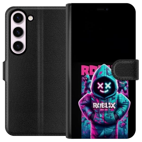 Kompatibelt Plånboksfodral till Samsung Galaxy S23 Neon Roblox Hoodie coolt gamingmotiv med lysande färger och futuristisk look