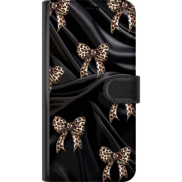 Kompatibelt Plånboksfodral till Samsung Galaxy A32 5G Leopardrosetter på svart siden lyxigt mönster med exklusiv modekänsla perfekt för dig som gilla