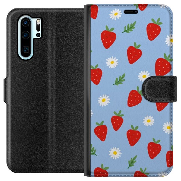 Yhteensopiva Lompakkokotelo Huawei P30 Pro mansikat mansikat kuvio kesä kukat päivänkakkara ruotsalainen juhannus retro painatus marjasuunnittelu