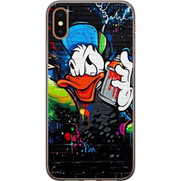 Kompatibelt Mobilskal till Apple iPhone XS Kalle Anka Graffiti Disney Design Roligt Barn Motiv