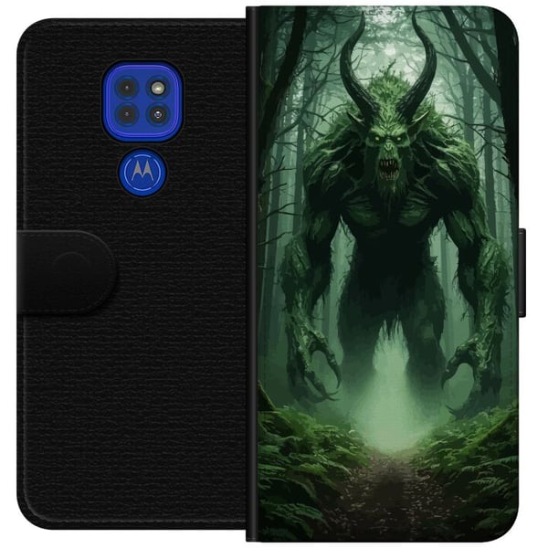 Kompatibel Tegnebogsetui til Motorola Moto G9 Play Skov Monster Fantasi Væsen Mørk