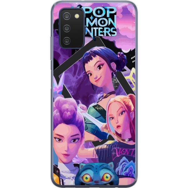 Kompatibelt Mobildeksel til Samsung Galaxy A03s K-Pop Demon Hunters animeinspirert futuristisk by med tre heltinner og lilla neonlys