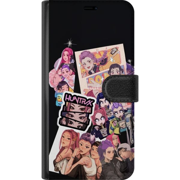 Kompatibelt Plånboksfodral till Samsung Galaxy S9+ HuntrX Manga Squad färgstarkt motiv med KPopinspirerade tjejer i tecknad anime stil med stark ener