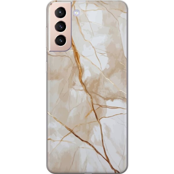 Yhteensopiva Puhelinkuori Samsung Galaxy S21 Valkoinen marmori kultajuovilla, elegantti ja ylellinen design täydellinen sinulle, joka rakastat tyyliä