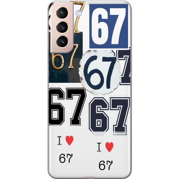 Kompatibelt Mobilskal till Samsung Galaxy S21 67 meme vintage numbers collage – retro 6-7 nummerdesign med klassiska typsnitt och vintage känsla