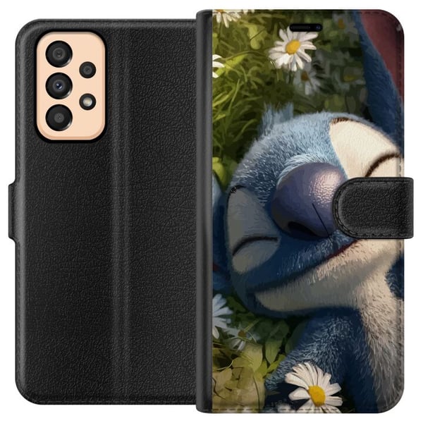 Yhteensopiva Lompakkokotelo Samsung Galaxy A33 5G Keppostelevä sininen fantasiaolento tummaa taustaa vasten humoristinen ilmaus